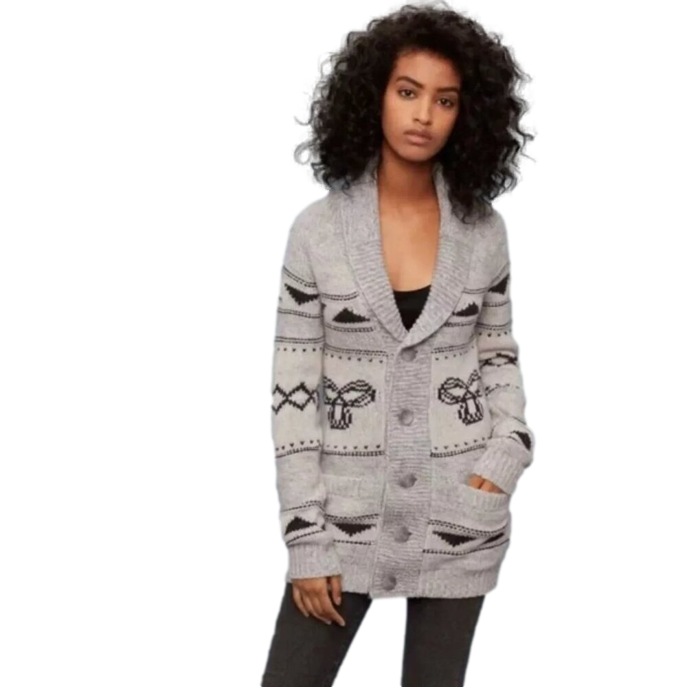 TNA Aritzia The Northwest Sweater Lambswool Sea & Sky Cowichan  In Medium Gray